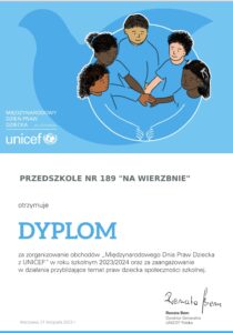 Dyplom UNICEF